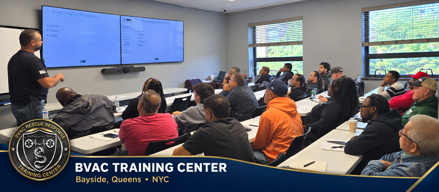 Professional training with real-world purpose at BVAC Professional emergency response and preparedness training at BVAC Rescue Response Training Center in Bayside, Queens